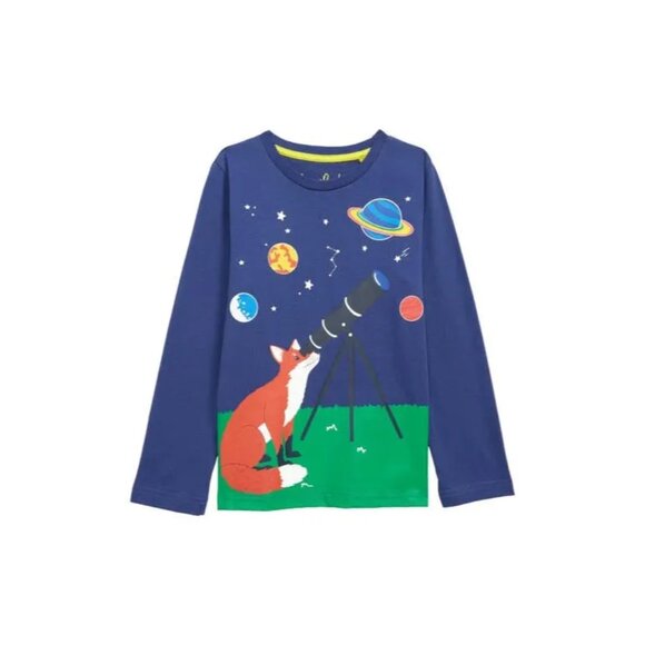 Mini Boden Glow in the Dark Star Gazing Fox Adventure Tee, Size 5/6 - Picture 1 of 5